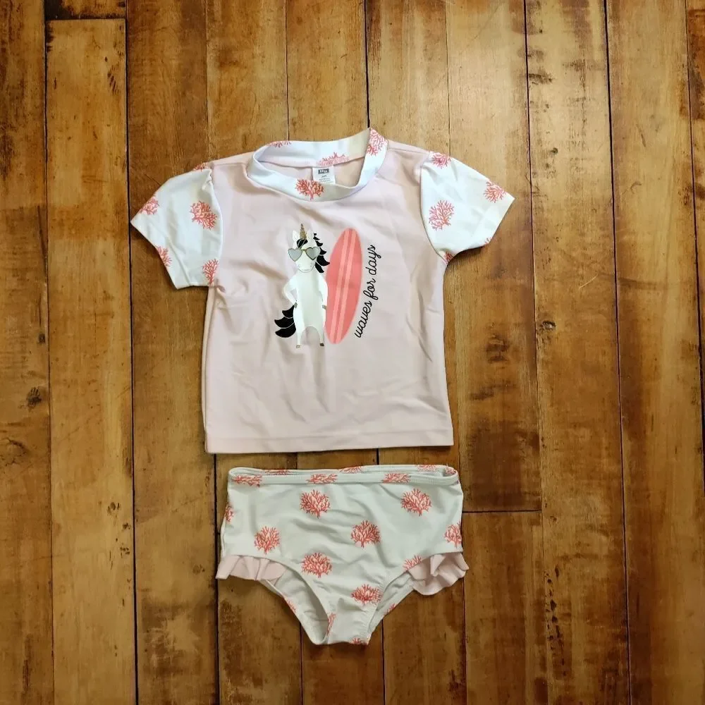 HB swimsuit 24 months unicorn rashguard two piece bathing suit beach summer